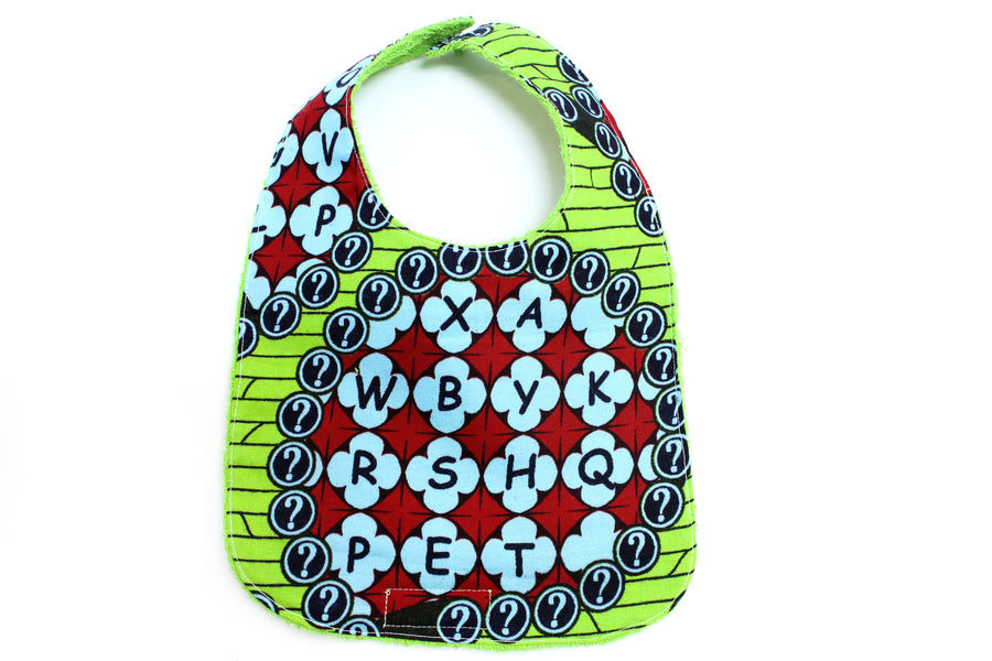 Green Letter Ankara Bib