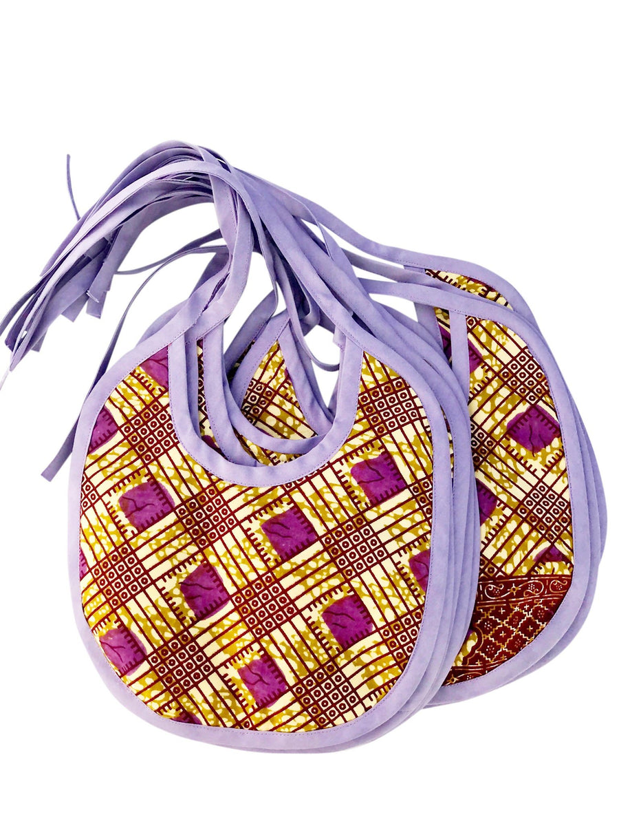 Purple Checkered Ankara Bib